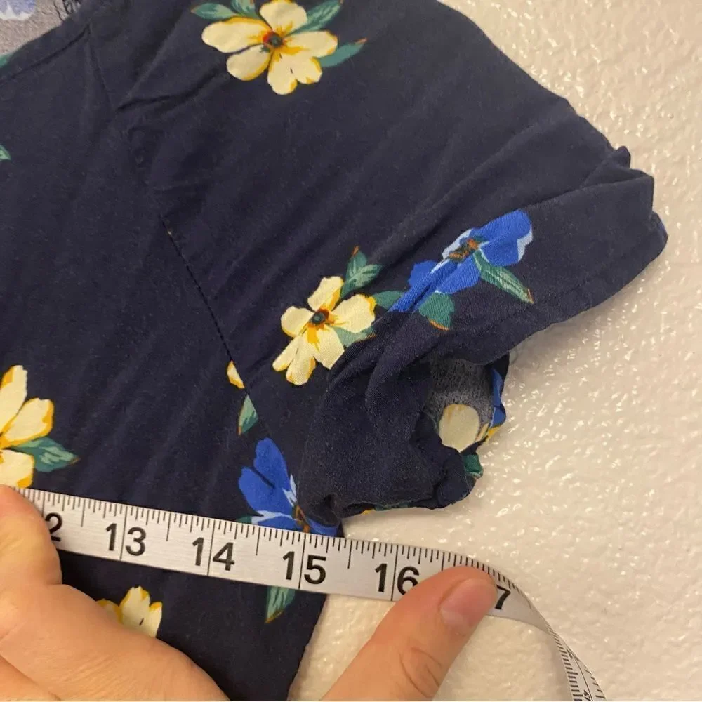 Old navy girls blue yellow Floral short sleeve rayon dress bundle set L 10/12